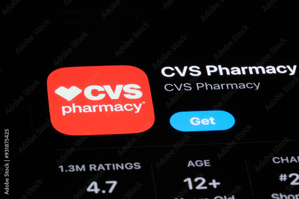 Shanghai,China-August 20th 2024:CVS Pharmacy app icon and company brand ...