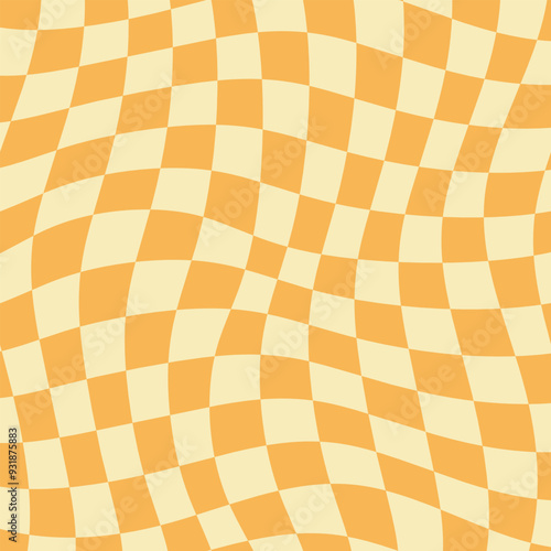 Retro curved yellow checkerd pattern background