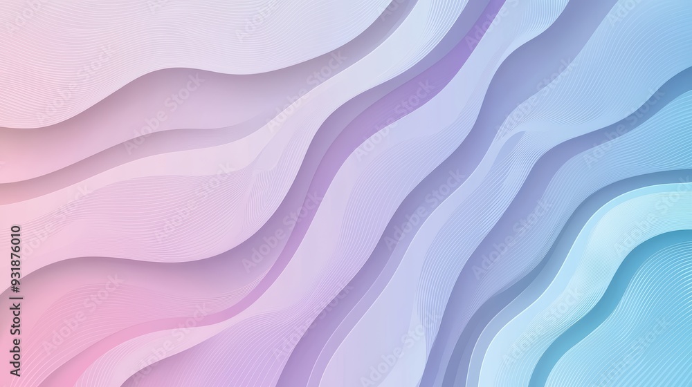 Obraz premium A soft and calming abstract background with flowing waves in pastel colors, creating serene and harmonious atmosphere. 