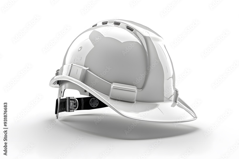 Fototapeta premium Sleek White Hard Hat for Safety and Protection in Construction
