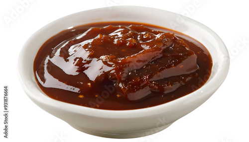 Grill sauce in bowl isolated on white background with clipping path