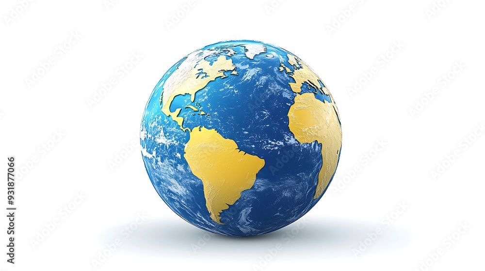 Fototapeta premium Earth Egg - Easter World Globe: A creative 3D illustration of an Earth globe shaped like an Easter egg, blending global and festive themes.