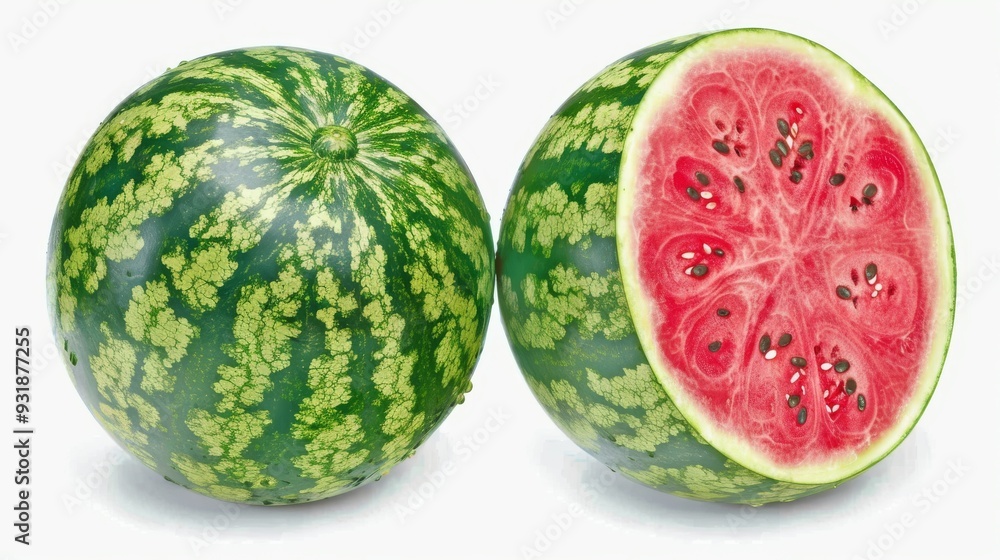 set of watermelons on a white background set of watermelons on a white background