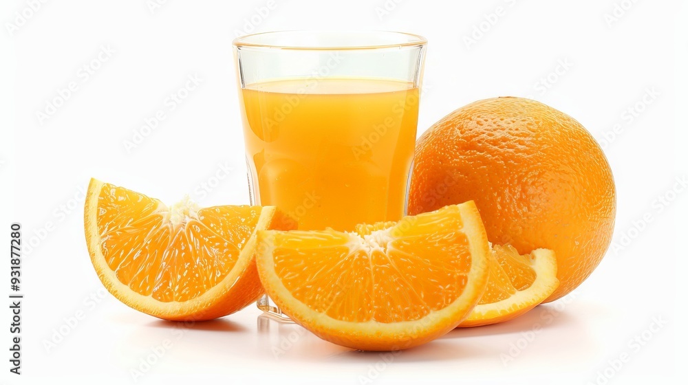 freshly squeezed orange juice in a glass on a white background freshly squeezed orange juice in a glass on a white background