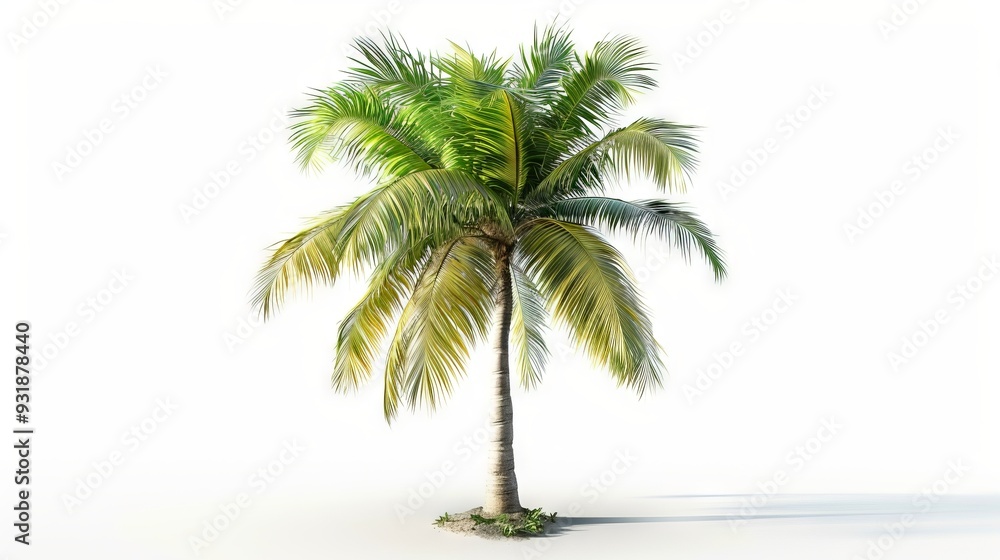 Obraz premium a lone palm tree isolated on a white background