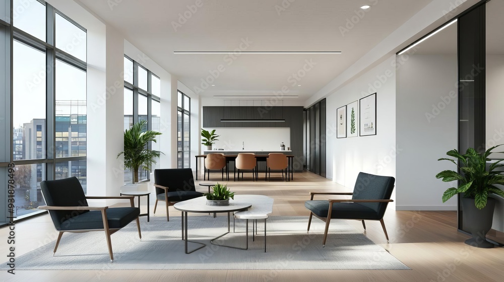 Fototapeta premium Compact office rental in a mixed-use development, office rental location, convenience and flexibility in a growing area