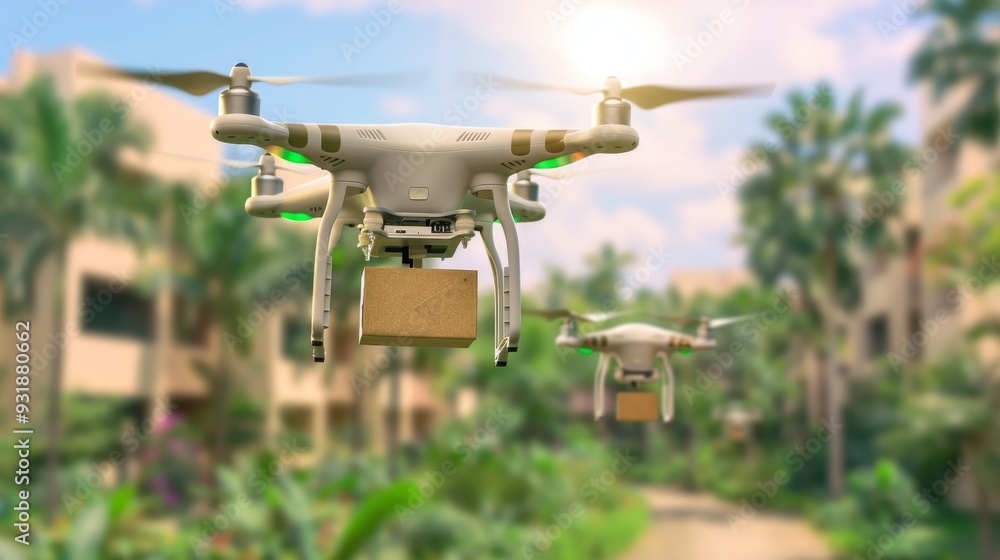 Concept of using drones for the transport of mail and parcels Concept of using drones for the transport of mail and parcels