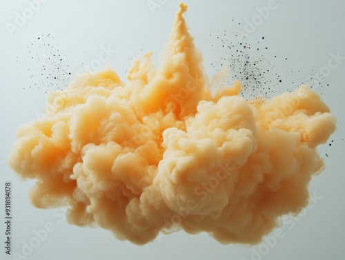 Abstract Cloud of PeachColored Ink Against a Light Blue Background Viewed from Below Showing the Fine Details of its Textural Form photo