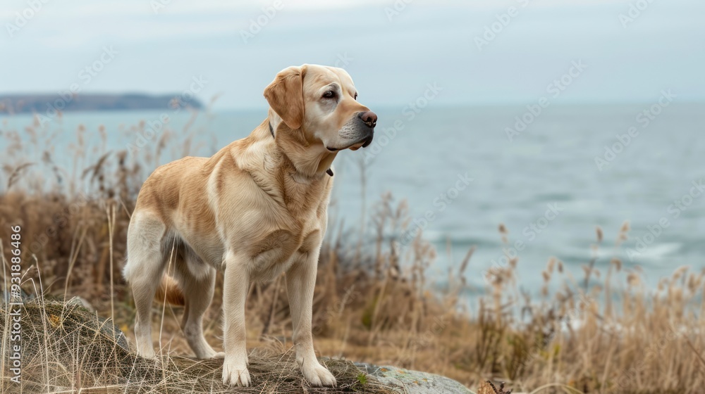 Labrador Retriever Standing by the Ocean Labrador Retriever Standing by the Ocean
