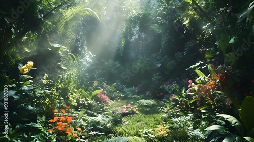 8. **An overgrown botanical garden with untamed flora and fauna