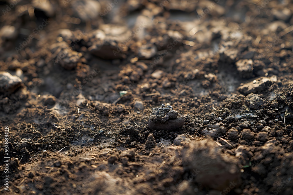 Close-Up of Rich, Textured Soil with Natural Elements Close-Up of Rich, Textured Soil with Natural Elements