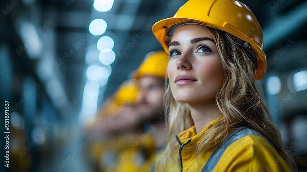 Realistic high-resolution image of engineers and architects overseeing warehousing site development, with a focus on structural integrity and layout. Realistic high-resolution image of engineers and architects overseeing warehousing site development, with a focus on structural integrity and layout.