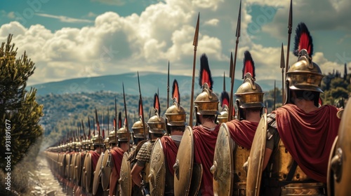 Roman Legion Marching Through Ancient Landscape