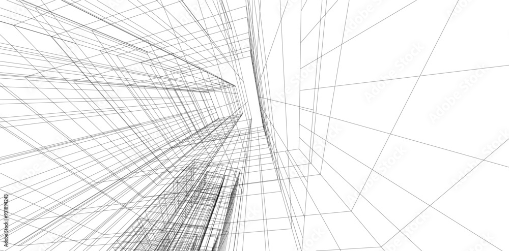 Obraz premium Architectural drawing on white background vector illustration