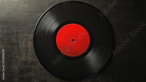 Black vinyl record with red disc