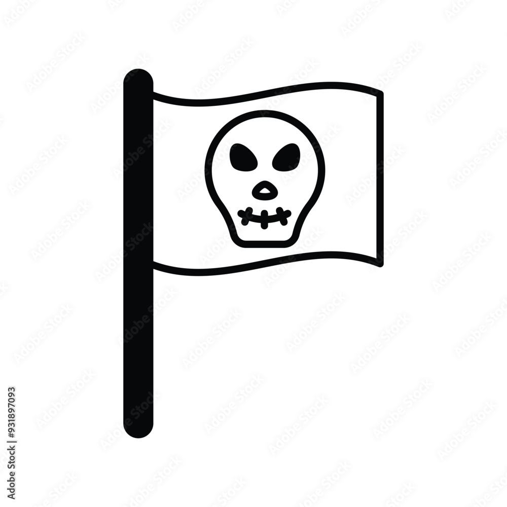 jolly roger glyph icon with white background vector stock illustration jolly roger glyph icon with white background vector stock illustration