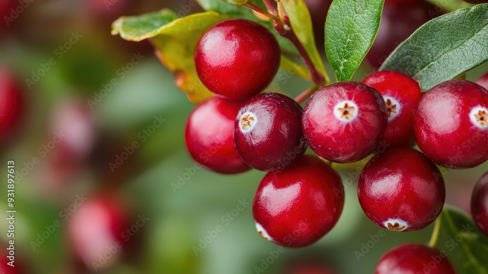 A closeup of a ripe cranberry bush A closeup of a ripe cranberry bush