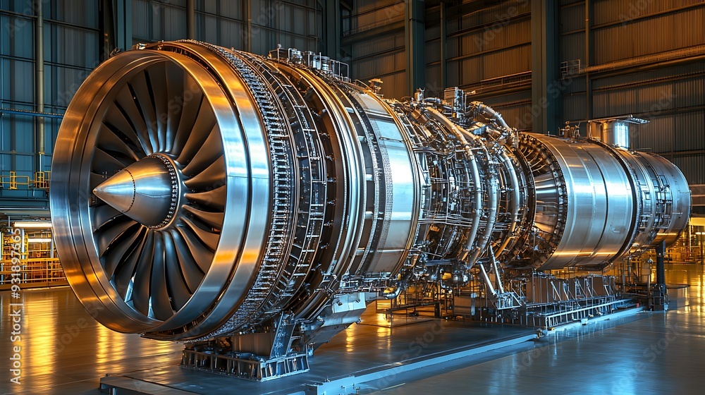 Powerful Jet Engine in a Factory Setting Powerful Jet Engine in a Factory Setting