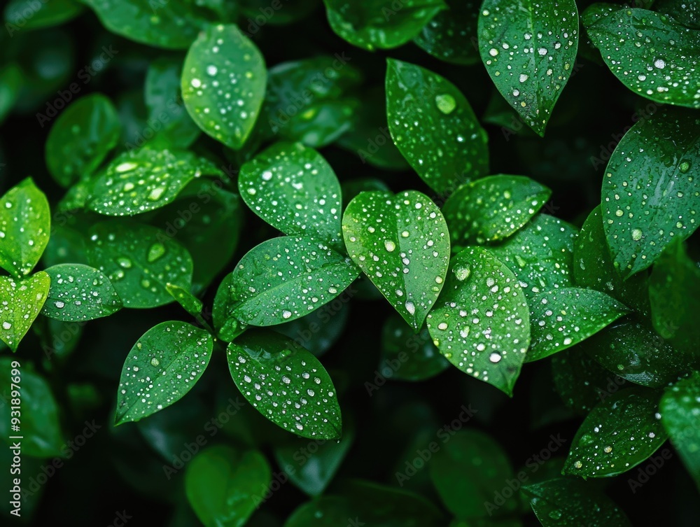 Green Leaves with Water Droplets Green Leaves with Water Droplets