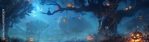 Ghostly Witch Riding Haunte...