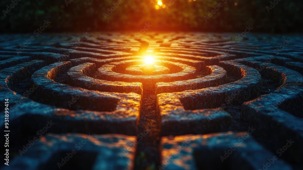 A maze with a light shining at the end, symbolizing decision-making A maze with a light shining at the end, symbolizing decision-making