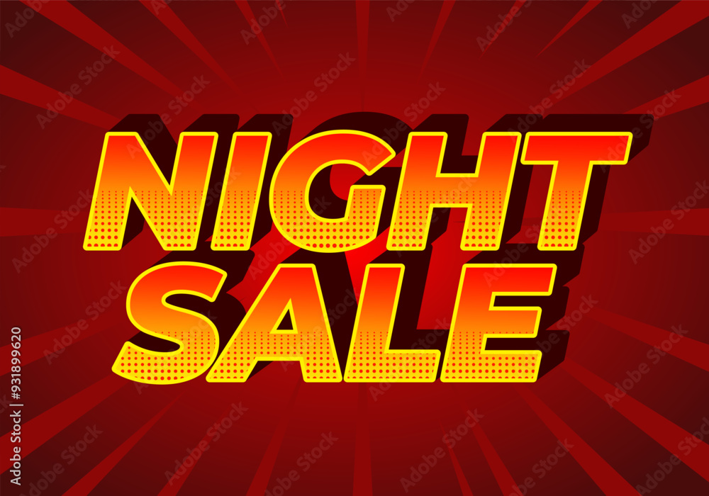 Night sale. Text effect design in 3D look with modern colors Night sale. Text effect design in 3D look with modern colors