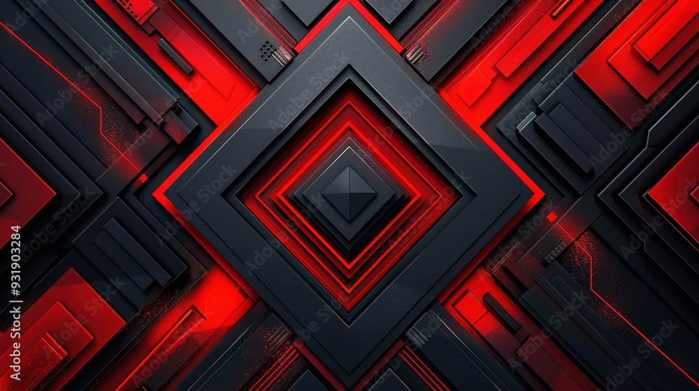 Abstract red and black geometric pattern with a futuristic design. Abstract red and black geometric pattern with a futuristic design.