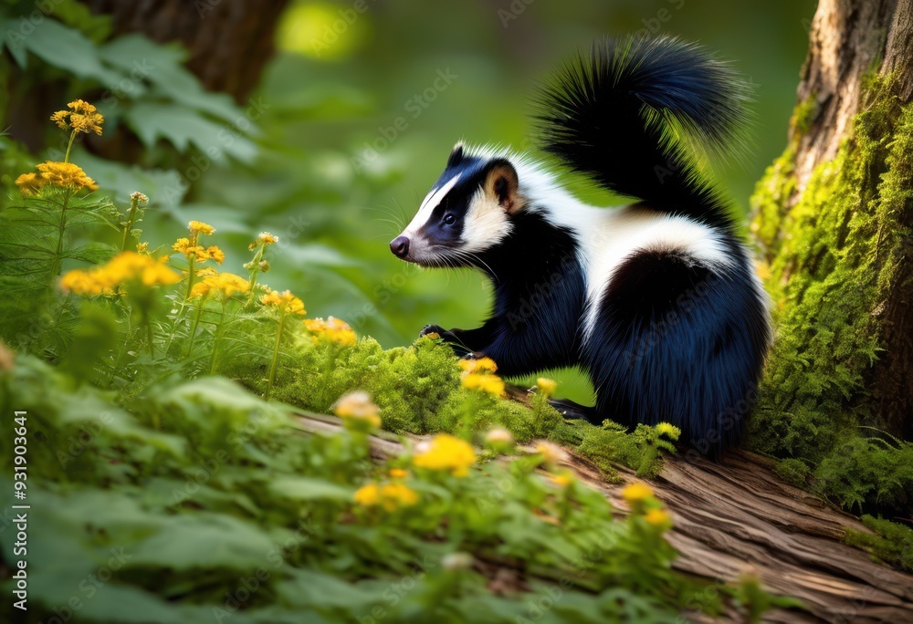vibrant skunk habitat surrounded lush green foliage diverse plant life natural setting, greenery, plants, nature, environment, ecosystem, wildlife vibrant skunk habitat surrounded lush green foliage diverse plant life natural setting, greenery, plants, nature, environment, ecosystem, wildlife