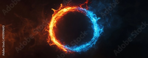 Circle of fire and ice, abstract energy