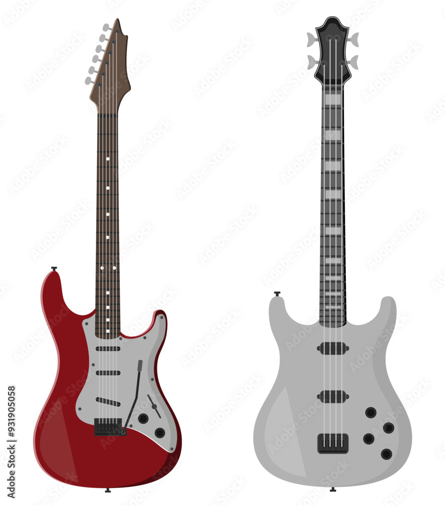 Obraz premium electric guitar musical instrument flat style vector illustration isolated on white background