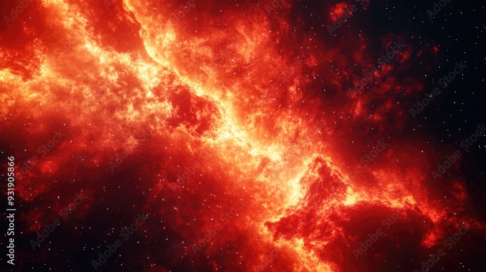 Obraz premium Red Nebula With Stars