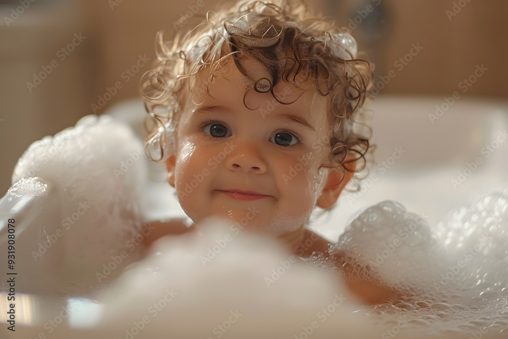 Joyful Baby Enjoying a Bubble Bath Joyful Baby Enjoying a Bubble Bath