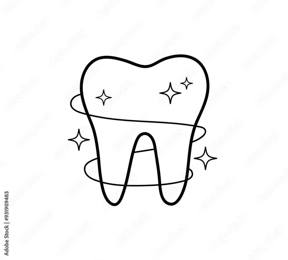 Tooth icon. Sparkling clean tooth. Dental symbol Isolated on white background. Vector illustration Tooth icon. Sparkling clean tooth. Dental symbol Isolated on white background. Vector illustration