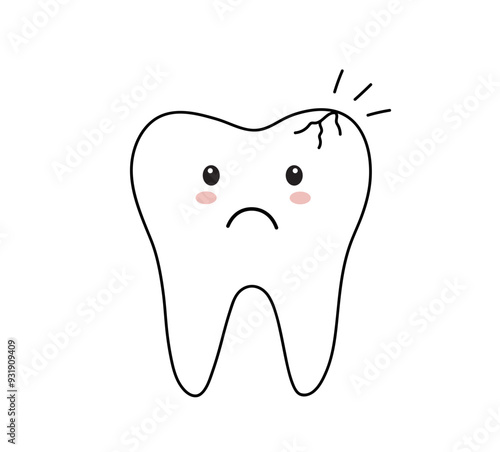 Broken tooth. Damaged tooth icon. Vector illustration