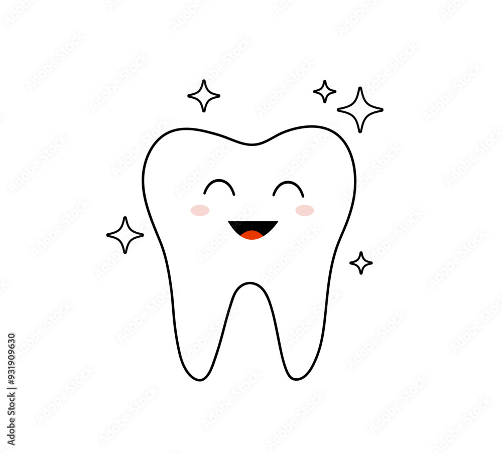 Smiling tooth. Tooth cute cartoon character. Clean and healthy tooth. Dental symbol. Vector illustration Smiling tooth. Tooth cute cartoon character. Clean and healthy tooth. Dental symbol. Vector illustration