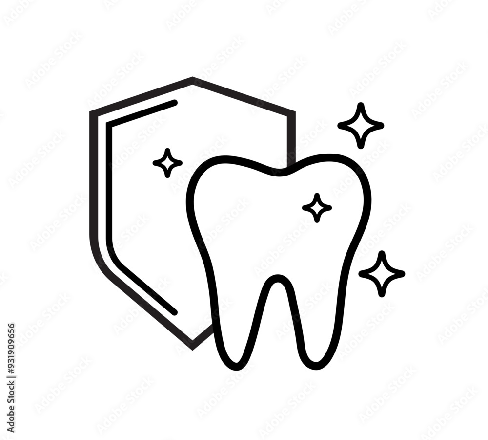Tooth with shield icon. Tooth Protection. clean and healthy tooth. Shield for Safety in oral hygiene. Vector illustration Tooth with shield icon. Tooth Protection. clean and healthy tooth. Shield for Safety in oral hygiene. Vector illustration