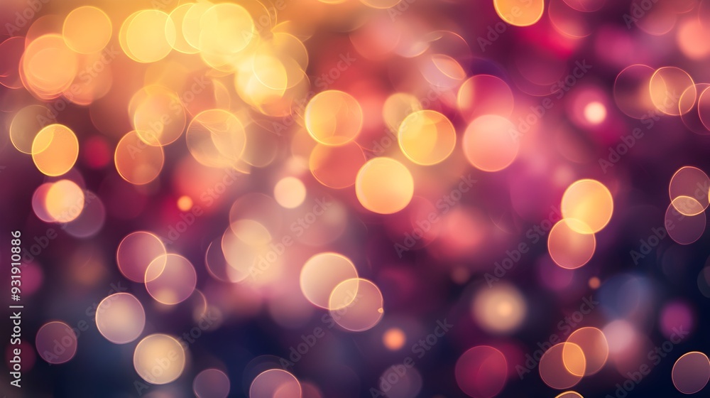 Fototapeta premium Soft and Dreamy Blurred Bokeh Lights in Warm Hues for Romantic Themes