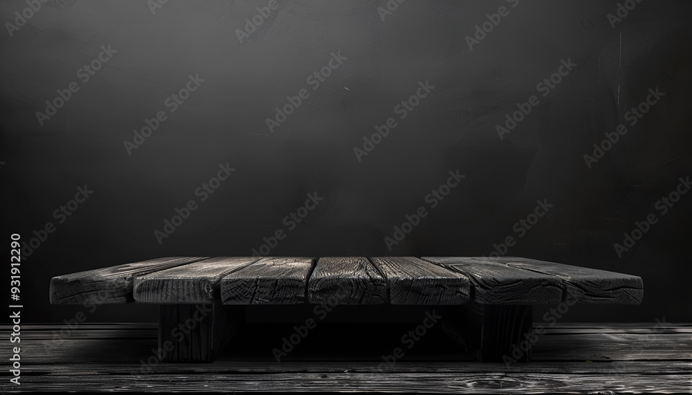 Dark wooden table for product, old black wooden perspective interior Dark wooden table for product, old black wooden perspective interior