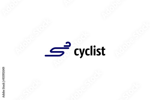 Template logo design solution with cyclist simple sign and letter S encrypted in