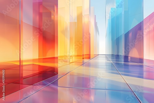 Vibrant Abstract Cityscape with Colorful Glass Structures