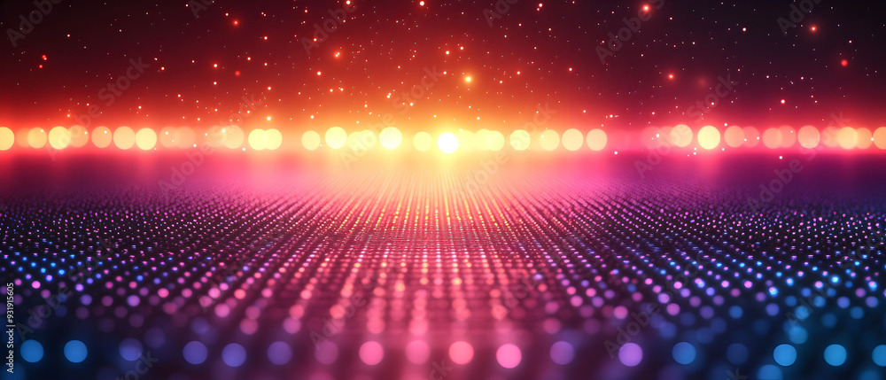 Vector illustration of a disco lights background with a bokeh effect and polka dots on a dark brown background. Abstract pattern for design and decoration in a club or night party Vector illustration of a disco lights background with a bokeh effect and polka dots on a dark brown background. Abstract pattern for design and decoration in a club or night party
