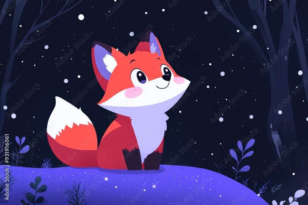 Fototapeta premium Cute Fox in Winter Wonderland