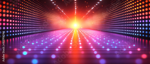 Wallpaper Mural Vector illustration of a disco lights background with a bokeh effect and polka dots on a dark brown background. Abstract pattern for design and decoration in a club or night party Torontodigital.ca