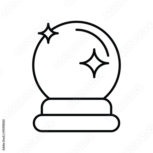 crystal ball line icon with white background vector stock illustration