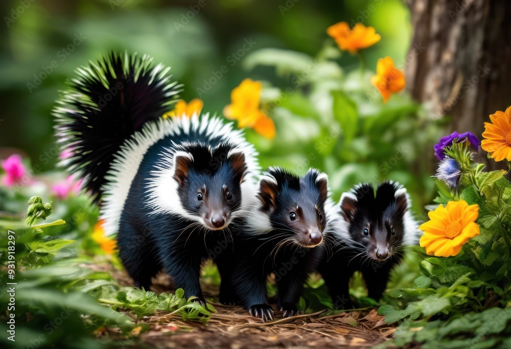 vibrant animal featuring skunks their natural habitat surrounded lush greenery colorful flora, mammal, wildlife, nature, ecosystem, biodiversity, creature vibrant animal featuring skunks their natural habitat surrounded lush greenery colorful flora, mammal, wildlife, nature, ecosystem, biodiversity, creature