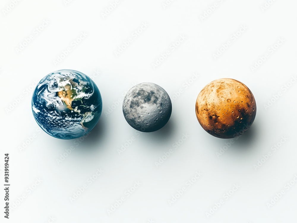 Earth Moon and Mars Aligned A Minimalist Perspective on Celestial Bodies Earth Moon and Mars Aligned A Minimalist Perspective on Celestial Bodies