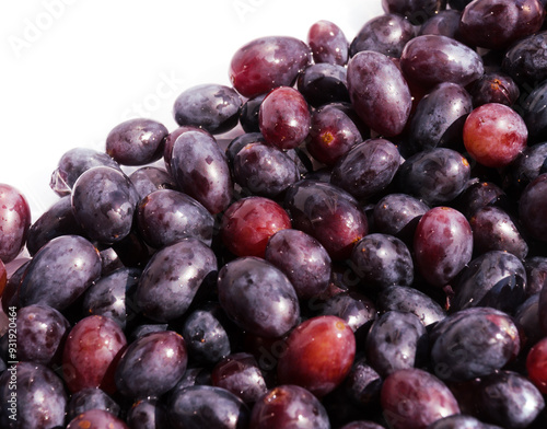 Grapes after washing on a white background. Clean cores of ripe grapes.