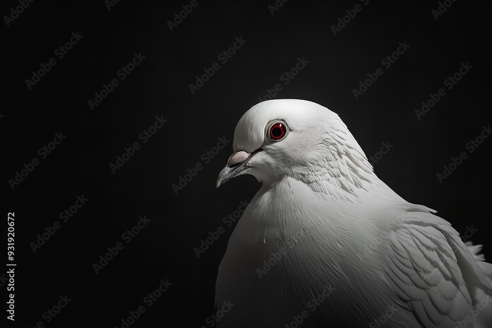 Up close, a white bird in the darkness, Generative AI. Up close, a white bird in the darkness, Generative AI.