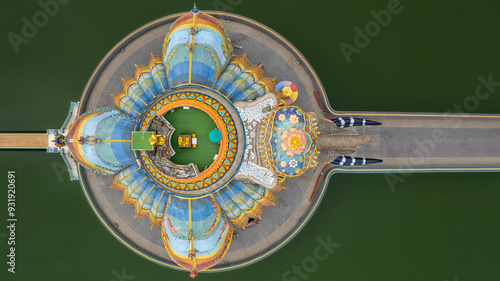 Obraz na plátně Aerial view the erawan elephant at temple of gods spiritual powers  wat ban rai temple  at nakhon ratchasima province thailand