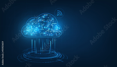 Cloud computing concept.Abstract cloud connection technology background.	